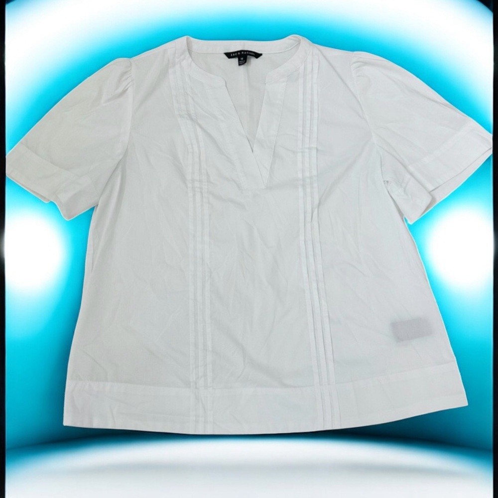 Zac & Rachel White V-Neck Blouse with Relaxed Fit